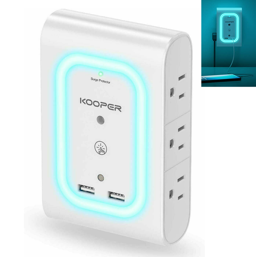 6 Outlet Extender 1081J Surge Protector With 2 USB Wall Adap