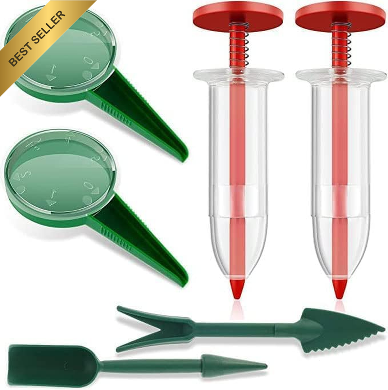 6Pcs Manual Handhold Seedlings Dibber and Widger Set,Mini Sowing Seed Dispenser