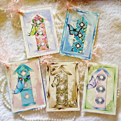 Cottage Chic Style Butterfly House~5 Gift Hang Tags~Journals~Scrapbook~Cards~90R