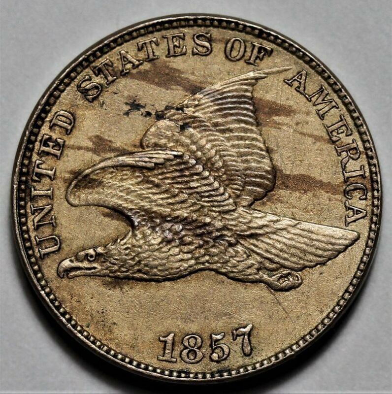1857 Flying Eagle Cent - Planchet Error - US 1c Penny Coin - Lot 225