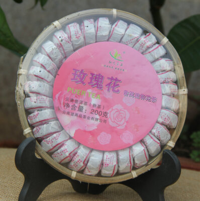 Hong Yuan Tea Pu'er Tea Mini TuoCha Rose Flavor Cooked Tea Pu-erh Ripe 200g