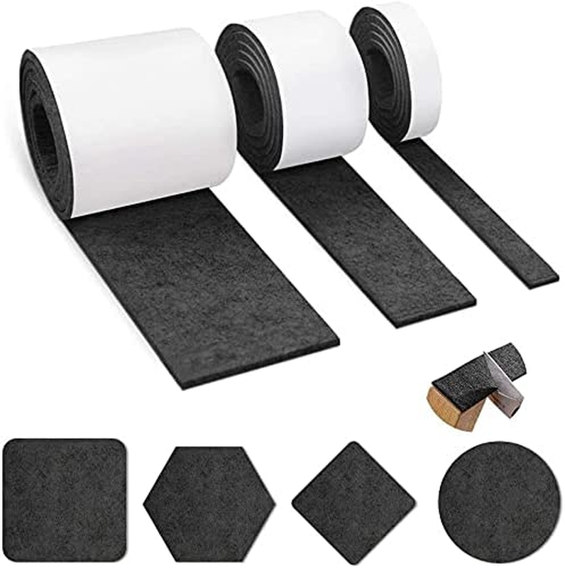 3 Rolls Felt Tape with Adhesive Backing Adhesive Felt Pads for Furniture, chair