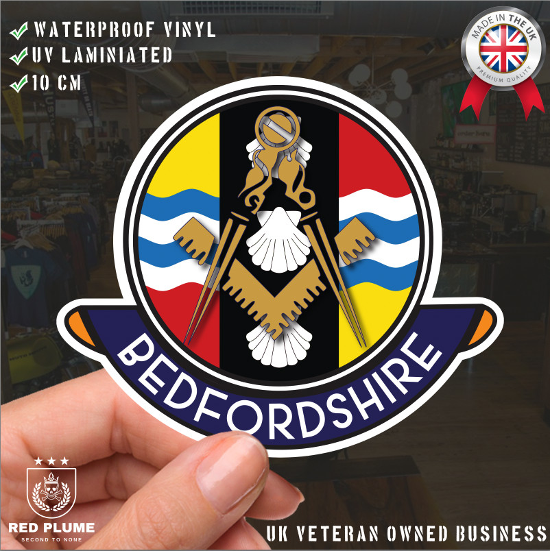 Bedfordshire Masonic Car Sticker | UV Laminated - Picture 1 of 4