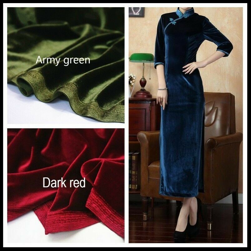 Velvet Fabric Pleuche Cloth Dress Cheongsam Curtain Craft Upholstery DIY Decor