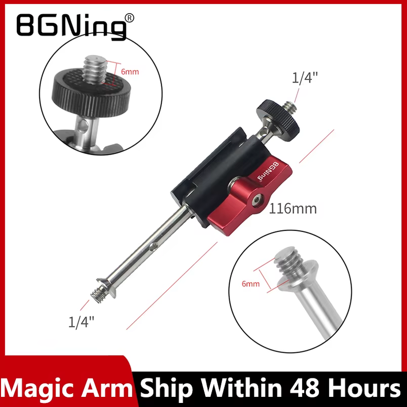 360 Tripod Magic Arm Mount Adapter Dual Ballhead 1/4"Screw Articulating Connecto