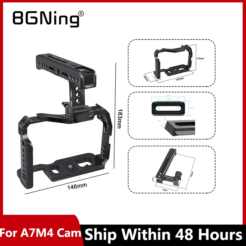 A7M4 A7R4 Camera Full Cage Rig Handle Grip Arca-style Cold Shoe Mount ARRI Locat