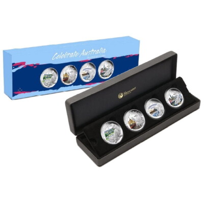 コレクション  AUSTRALIAN MINT Celebrate Australia 2010 4-Coin $1 Oz Silver Cities Set
