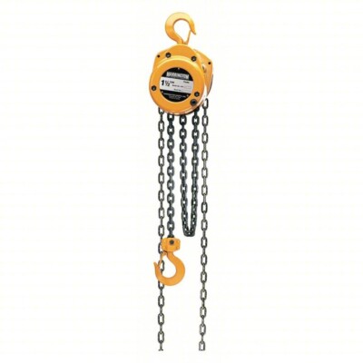 Harrington CF015-20 1-1/2 Ton CF Hand Chain Hoist with 20' Lift, Hook Mounted