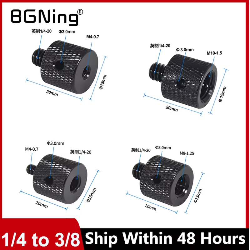1x Reinforced Camera Conversion Screw Adapter 1/4 to 3/8 M4 M5 M6 M8 M10 Male Fe