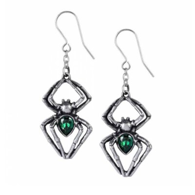 Alchemy Gothic Emerald Venom Spider Earrings   Local Stock   Gothic