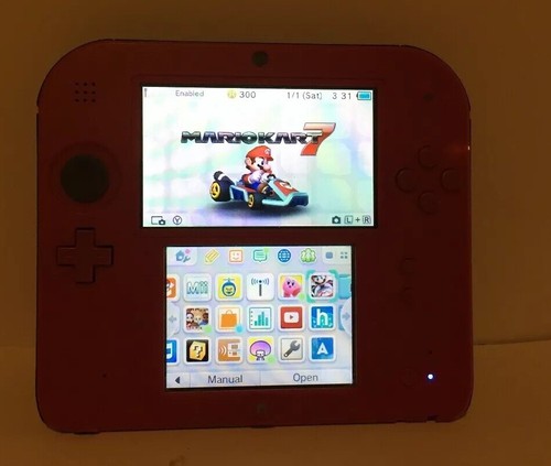 Nintendo 2DS Bundle w/ Mario Kart 7 Installed Red Handheld Game Console #Z04