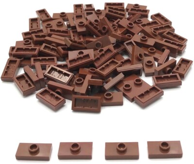 Lego 100 New Reddish Brown Plates Modified 1 x 2 with 1 Stud Jumper Parts
