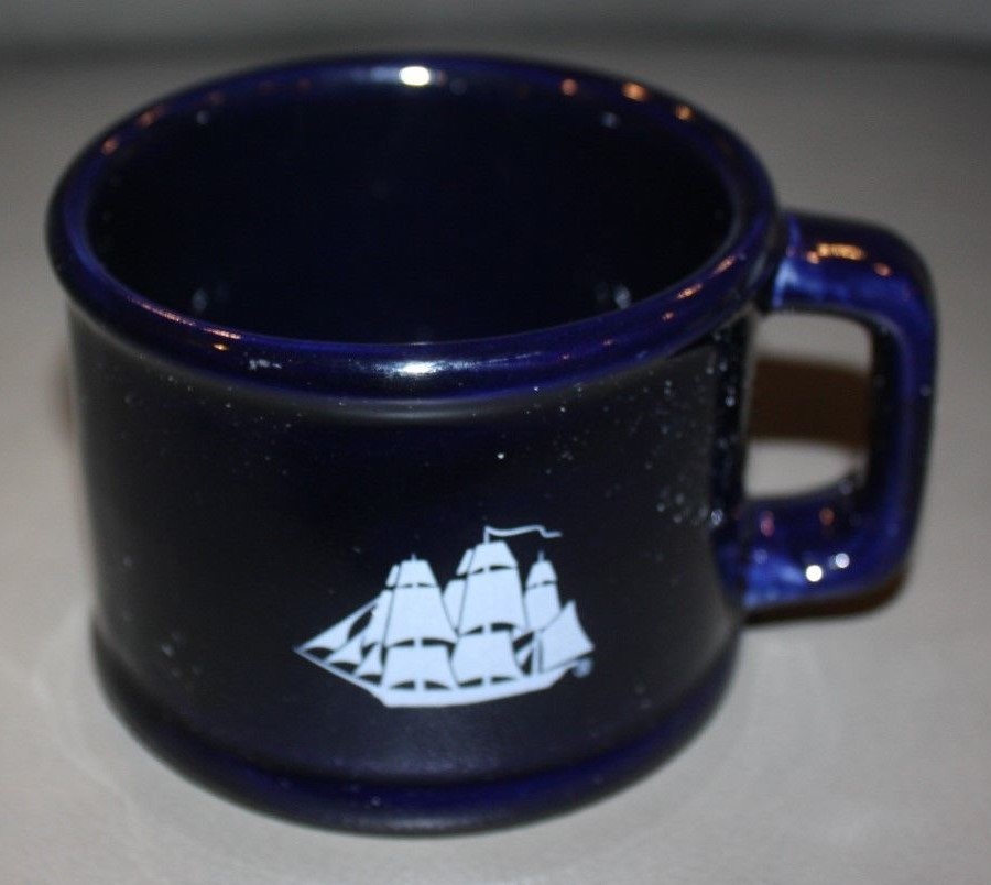 Vintage Shaving Mugs SHULTON OLD SPICE Ship Grand Turk Cobalt Blue Mercedes P37