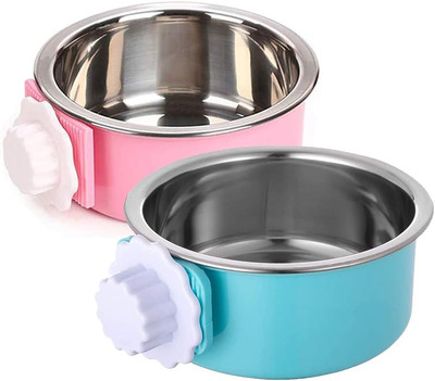 Stainless Steel Removable Pet Food Bowl, Anti-Overturn Water Feeder Container, S