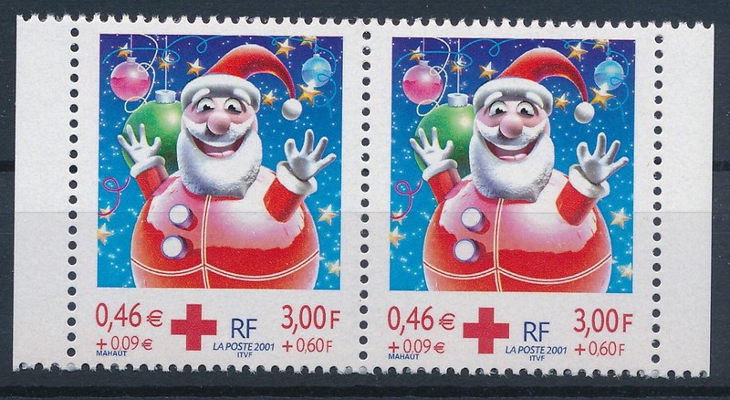 Timbre France 3436a** Paire Du Carnet Croix Rouge 2001