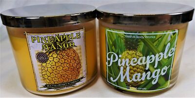 Bath Body Works Candle PINEAPPLE MANGO Scented 3-wick Jars Lot of 2 Wax