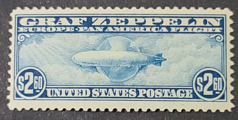 1930 Us Airmail Scott C15  $2.60 Zeppelin Mnh Og  Natural Gum Bend Cv $850