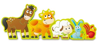 Multi Colored Wooden Learning Puzzle with Numbers Animals for Toddlers