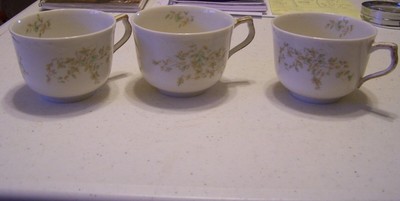 O. P. Co. Syracuse China - Yellow Flowers - Cups & Saucers - Set of 3