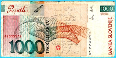 Slovenia - 1,000 Tolarjev - 01.06.1993 - WPM# 18