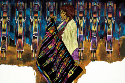 Amado PENA JR '' Tesoros En Colores '' Canvas Native Art Indigenous Aboriginal Sky