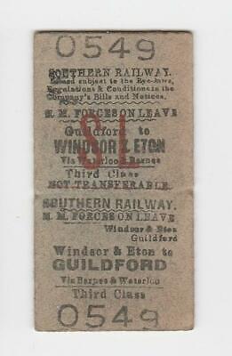 Railway Ticket SR Windsor & Eton to Guildford 3rd HMF Leave Re...