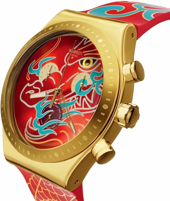 Pre-owned Swatch Watch Dragon In Motion Yvz100 Red Yvz100 Analog Swiss Quartz 2024 Box