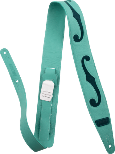 Gretsch F-Holes Leather Guitar Strap, Surf Green and Dark Green, 3