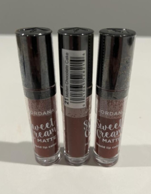 3 PCS OF JORDANA SWEET CREAM MATTE LIQUID LIP COLOR CHOCOLATE CAKE MLC-21 .11OZ