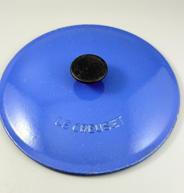 Le Creuset France Blue Enamel Cast Iron Round Dutch Oven #22 Lid Only 9.25"