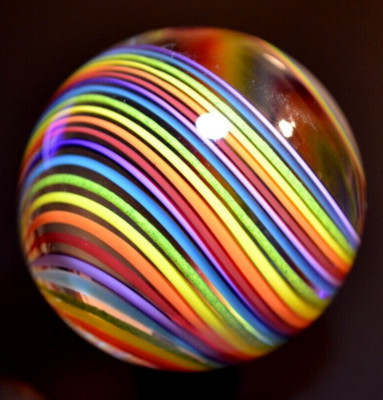 JOHN GIBBONS GLASS MARBLE/2.038''-SIMPLY A PERFECT RAINBOW-CRIMSON,ORANGE,GR.LUTZ