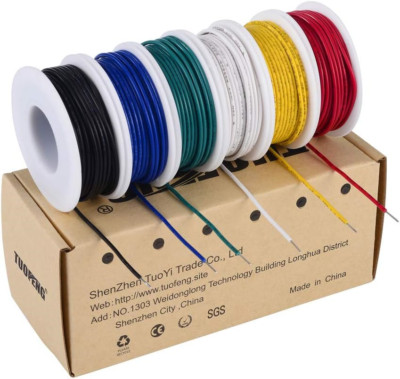 22 awg Wire Solid Core Hookup Wires-6 6 colors each 30ft 22AWG-PVC-Solid Wire