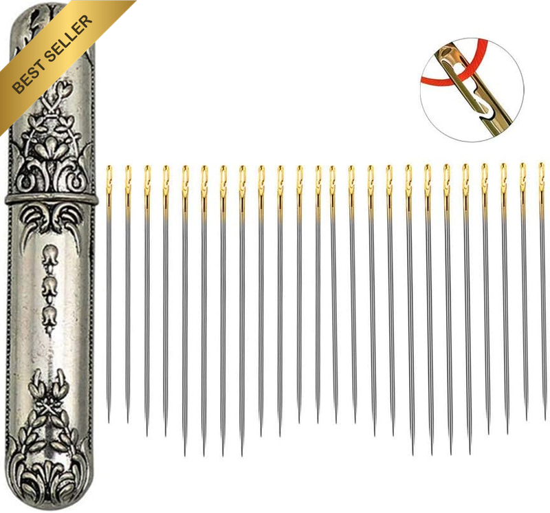 Self Threading Needles, 24Pcs Big Eye Embroidery Needle DIY Hand Sewing Needle w