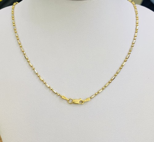Pre-owned Handmade 18k Solid Yellow &white (two Ton)gold Ball Link Necklace 6.45grams 18inches