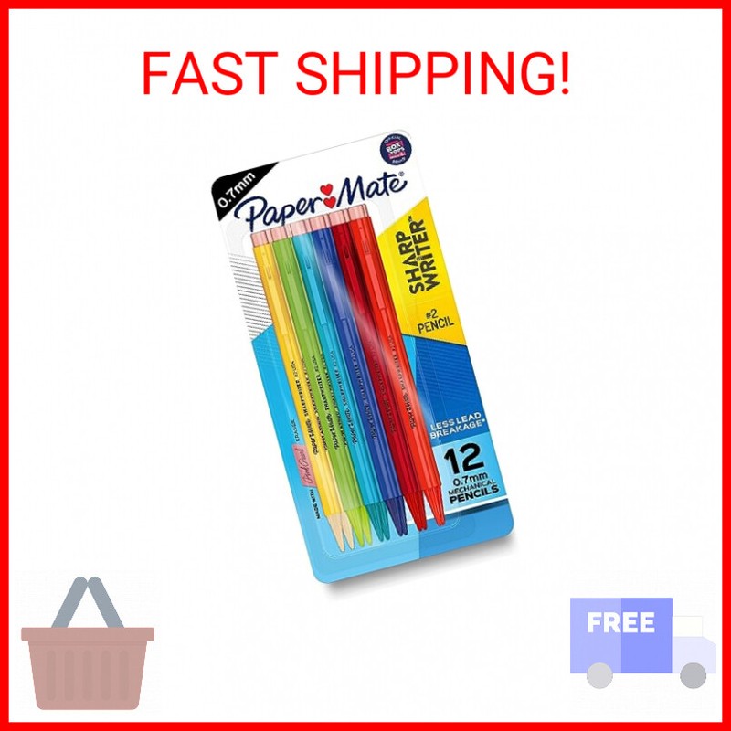 Paper Mate SharpWriter Mechanical Pencils, 0.7mm, HB #2, Assorted Colors 12 Pack