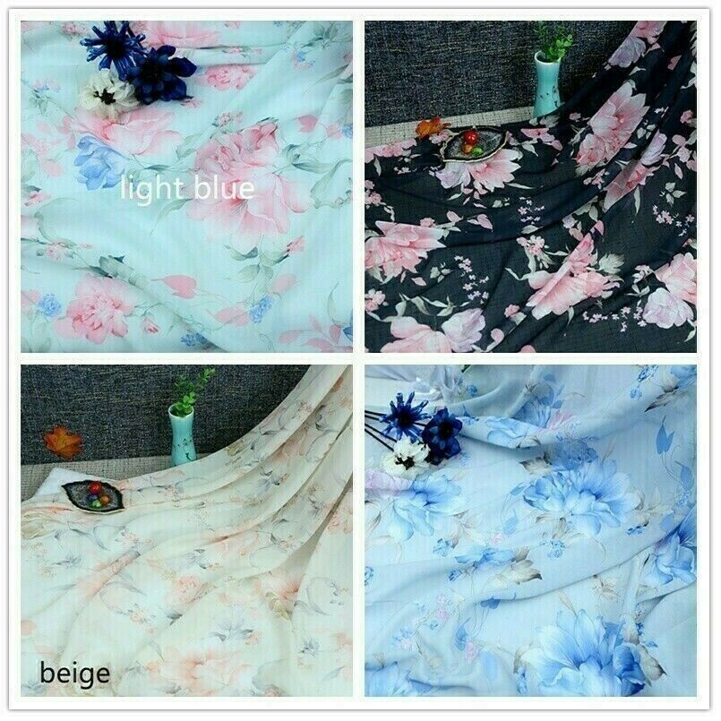 Gonna In Tessuto Chiffon Stampato Floreale Vintage Cinese Scarf Fiore
