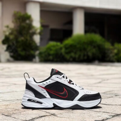 FREE SHIP NIKE Air Monarch IV Men's Cross-Training Shoes Sz 7.5 BlackWhiteRed