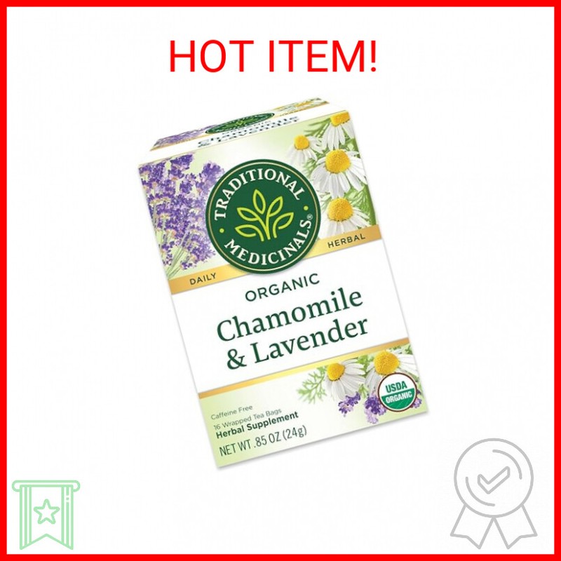 Traditional Medicinals Tea, Organic Chamomile & Lavender, Stress Relief, 16 Tea