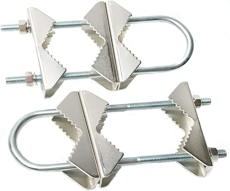 Double Antenna Mast Clamp Kit Anti-Rust Steel V Jaw Block with U Bolts for TV CB