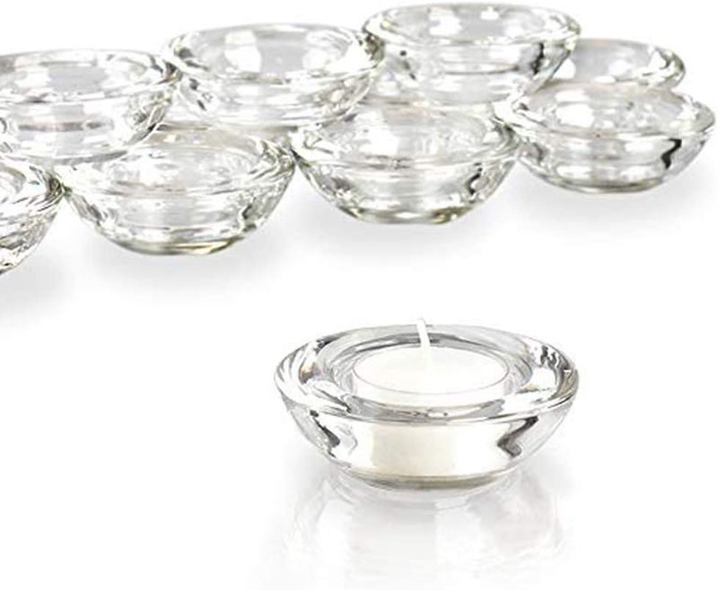 S - Set Of 24, Round Chunky Glass Candle Holder, 3"
