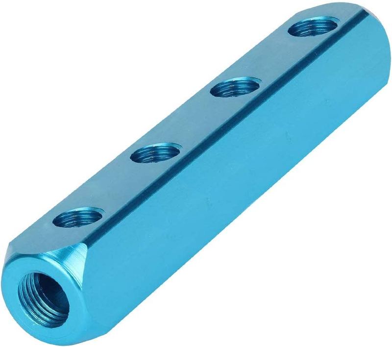 1/4 4 Way 7 Port Aluminum Air Hose Inline Manifold Block Splitter Air Compressor