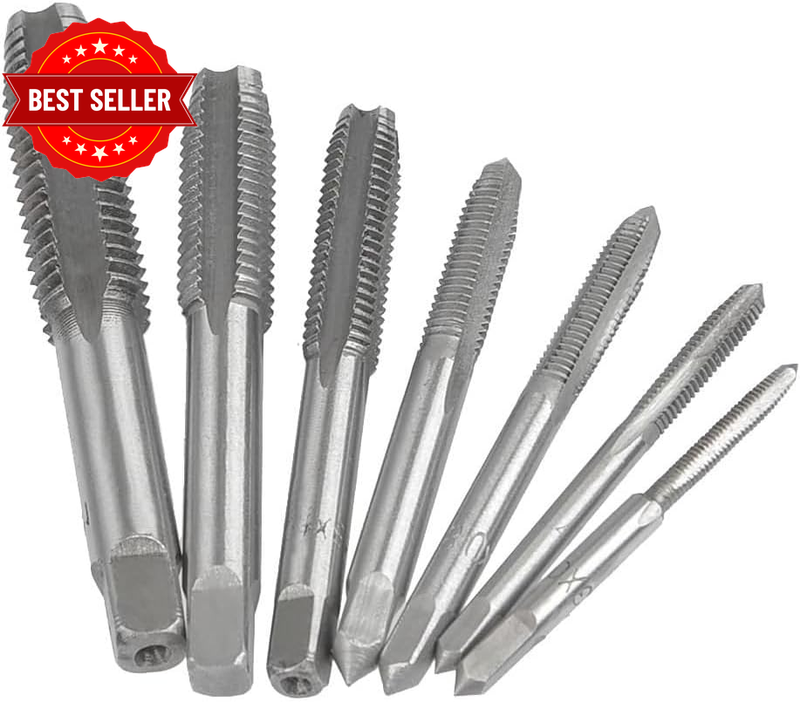 7 Piece Metric Thread Tap Set, HSS Tapping Tool M3 M4 M5 M6 M8 M10 M12 Hand Tap