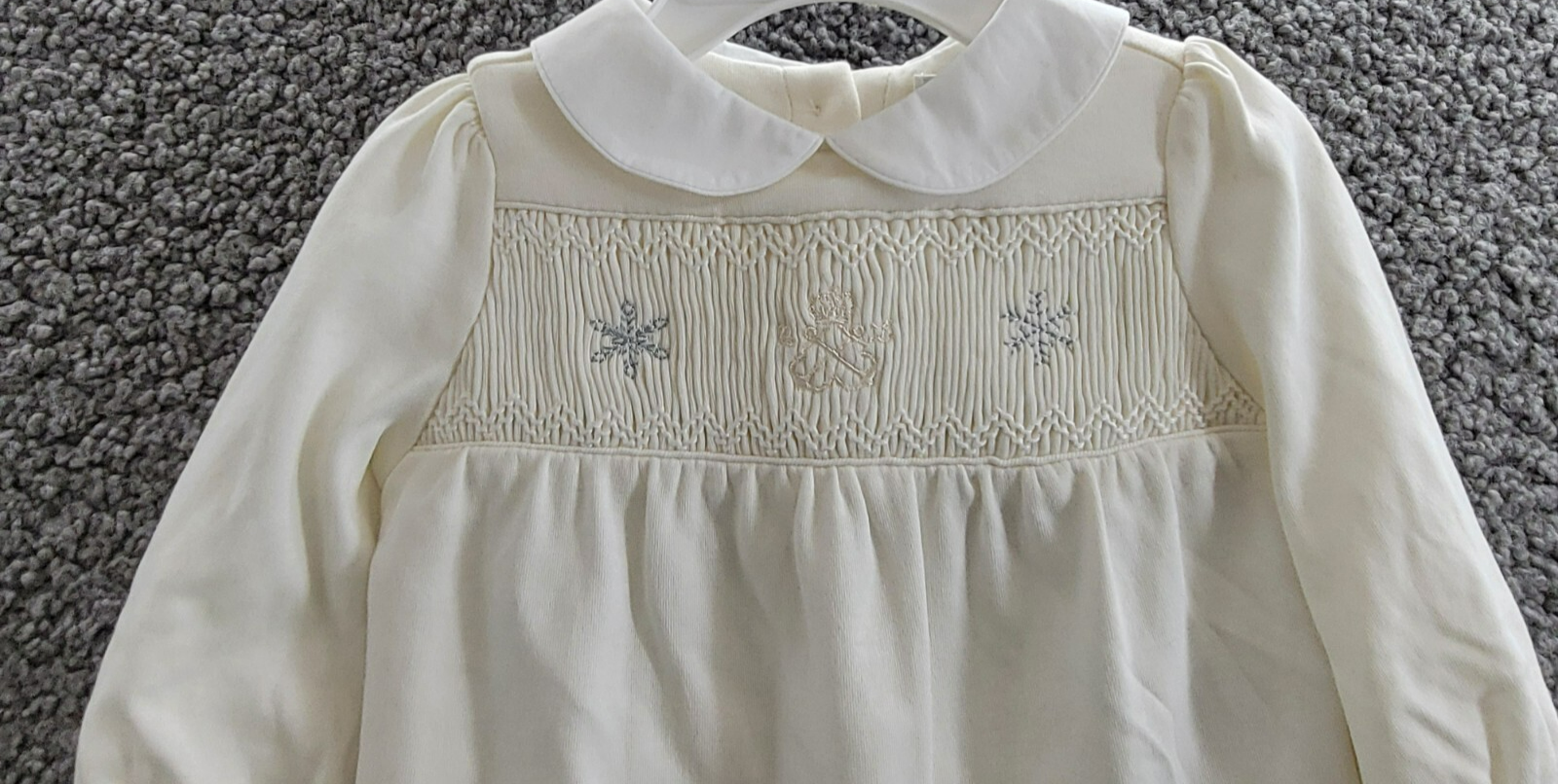 Ralph Lauren Snowflake Smocked Coveralls Baby Girls' 3M White Button Back L/S - Picture 3 of 19