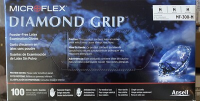 Microflex Diamond Grip Medium Powder-Free Latex Glove - 100 Count