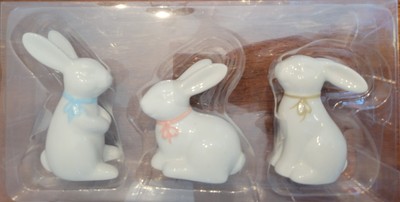 Spritz 3 Pack Ceramic Easter Bunny Bunnies White Tabletop Decor 3.5  Figurine