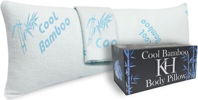 Cooling Bamboo Full Body Pillow for Sleeping, Shredded Memory Foam, Long Pregnan