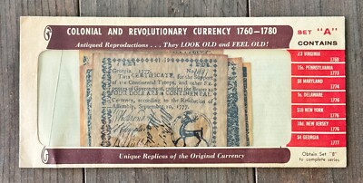 COLONIAL AND REVOLUTIONARY CURRENCY 1760 to 1780 - SET ''A'' REPLICAS