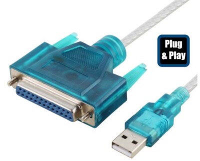 Plug-And-Play USB Virtual Printer Port Adapter Cable For Parallel Port Printers