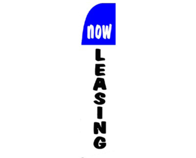 Now Leasing Blue / White Swooper Super Feather Advertising Flag