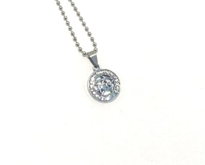 New I Love You Symbols with Crystals Necklace Stainless Steel Chain 20''